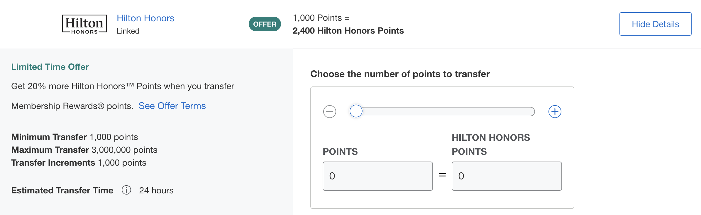 Targeted 20-30% Amex Transfer Bonus to Hilton